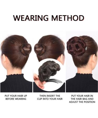 Hair Chignon Synthetic Bun Floral Style Ponytail Extension Hair Clips Braided Bun Claw Clip Donut Bun Wig Women Hair Accessories Messy Bun Hair Piece (Color : B) - Buy Online on GoSupps.com