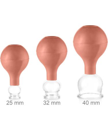 Pulox Real Glass Cupping Set - 3 Sizes (25mm 32mm 40mm) with Suction Ball | Premium Brown Cupping Therapy - Buy Online on GoSupps.com