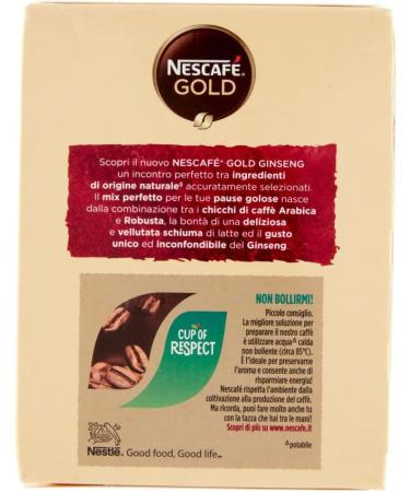  Italian Gourmet E.R. Nescaf Gold Ginseng 10 sachets of 7g (70g) powder for drinks with milk coffee and ginseng + Italian Gourmet Polpa di Pomodoro 400g box - Buy Online on GoSupps.com