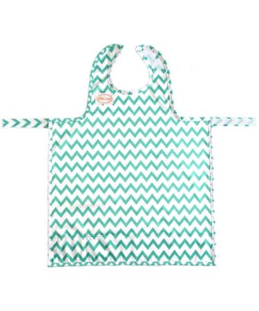 BIB-ON A New Full-Coverage Bib and Apron Combination for Infant Baby Toddler Ages 0-4. (Teal Chevron)