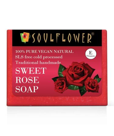 Sweet Rose Soap Handmade 100% Pure Natural & Cold Processed Grade 1 B-IS Standard Premium & Luxurious Soap With Essential Oils Exotic Herabs & Aroma (5 Oz)