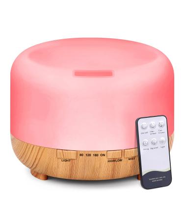 Essential Oil Diffuser Aromatherapy Humidifier: 500ml Grain Ultrasonic Aroma Air Vaporizer for Large Room Quiet Mist Humidifiers Remote Control for Small Baby Bedroom Home, Yellow, (Diffuser-Yellow)