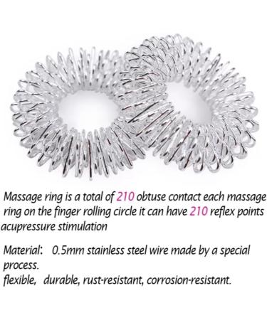 2-Piece Stainless Steel Massage Ring Set - Acupressure Finger Rings to Boost Blood Circulation - Silver - Buy Online on GoSupps.com