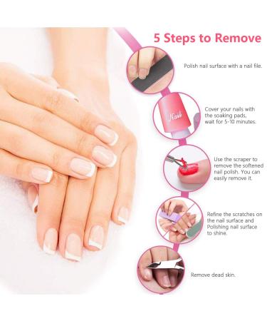Nail Polish Remover Tool Kit - Triangle Cuticle Peeler, Pusher, Nipper, Clippers, Remover Clips, Buffers - Buy Online on GoSupps.com