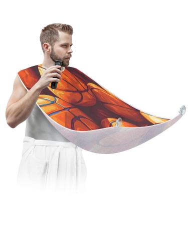 Basketball Beard Bib Apron Beard Hair Catcher for Men Shaving Fathers Day Anniversary Christmas Gifts for Dad Husband Beard Bib with 2 Suction Cups