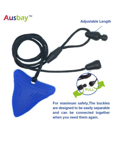 Ausbay Sensory Chew Necklaces - Silicone Shark Tooth Pendant (3 Pack) for Kids & Adults with Anxiety, ADHD, Autism - Brown/Blue/White - Buy Online on GoSupps.com