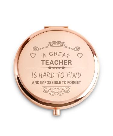 COYOAL Teacher Appreciation Gift for Women  Personalized Engraved Compact Mirror with Sentimental Quotes  Unique Teacher Mothers Day Birthday Gifts  Best Teacher Gifts from Students Rose Teacher