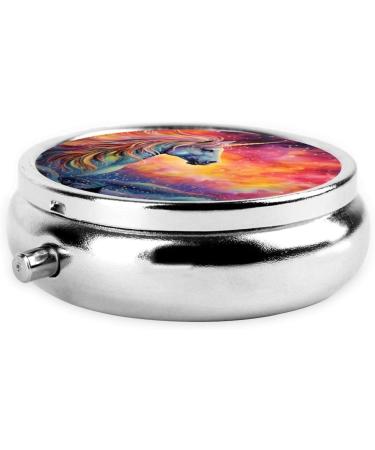 Colorful Unicorn Long Horn Metal Pill Box - Portable 3-Compartment Travel Organizer Hinged Design for Small Pills Ideal for On-the-Go Use - Buy Online on GoSupps.com