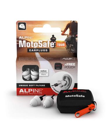 Alpine MotoSafe Tour Ear Plugs - Prevents Hearing Damage While Motorcycling - Traffic Still Audible - Comfortable Hypoallergenic Material - Reusable Earplugs 1 Pair