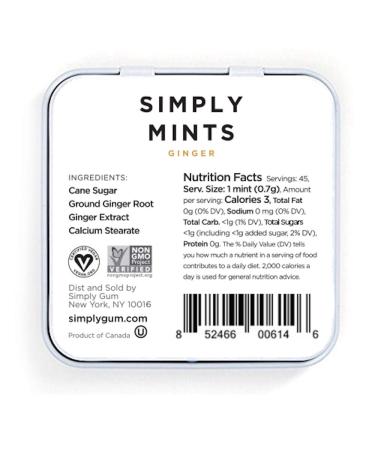 Simply Gum Ginger Mints - 1.1 OZ Fresh Ginger Flavor (Pack of 1) - Buy Online on GoSupps.com