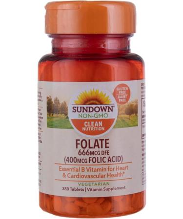 Sundown Naturals Folate 666 mcg DFE - 350 Tablets | Supports Healthy Pregnancy & Energy - Buy Online on GoSupps.com