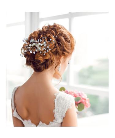 XJ-HOME Crystal Bridal Wedding Hair Comb with Pearl Accents - White Rhinestone Tiara for Women and Girls | Silver and Gold Hair Accessories - Buy Online on GoSupps.com