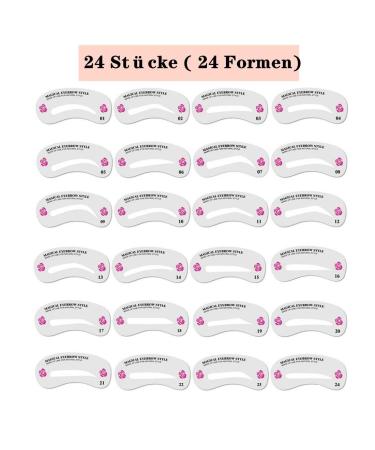 24 Eyebrow Stencil Templates Set - Reusable DIY Makeup Tool for Perfectly Shaped Eyebrows | Ugenbrau Care - Buy Online on GoSupps.com