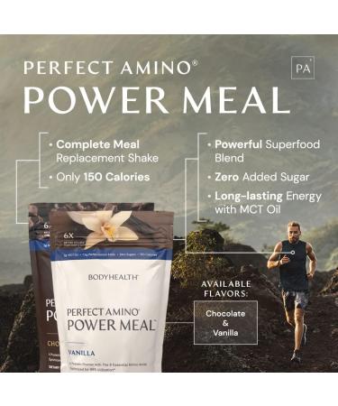 Buy BodyHealth PerfectAmino Power Meal Shake - Dark Chocolate Flavor with MCT Oil | 20 Servings | Low Carb Protein Shake for Energy & Recovery - International Shipping Available - Buy Online on GoSupps.com