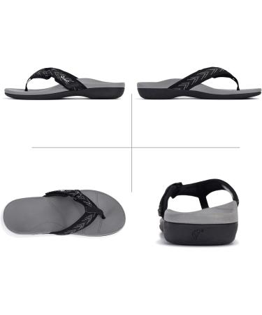 Viakix Orthotic Sandals for Women - Arch Support Sandals for Plantar Fasciitis - Black Stripe, Size 9 - Buy Online on GoSupps.com