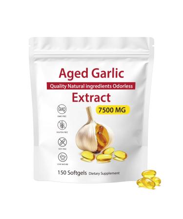 Aged Garlic Extract 7500mg Organic Garlic Capsules Supplement 150 Softgels | Org anic All-Natural Non-GMO Gluten-Free | Daily Immune for Adults (150 Capsules) 0.01 Ounce (Pack of 150)