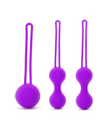 MOPO LLC Kegel Weighted Exercise Balls - Pelvic Floor Tightening and Strengthen Bladder Control - Prevent Prolapse - Set of 3 for Beginners to Advanced (Purple)