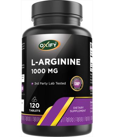 Oxify L-Arginine 1000 mg | 120 Tablets | Gluten-Free Non-GMO | Supplement Made in USA