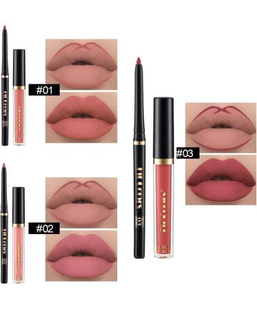 Beliky Girl Matte Liquid Lipstick and Lip Liner Pen Set 3 Colors Liquid Lip Gloss + 3 Colors Lip Liner Pencil Set Velvet Lip Gloss Lipliner Waterproof & Long Lasting Nude Lip Stick Makeup Set A - Buy Online on GoSupps.com
