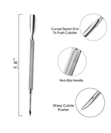 Zeepk Cuticle Pusher Set - Dual Sided Spoon Shaped Stainless Steel Manicure Pedicure Tools (4 Pc) - Buy Online on GoSupps.com