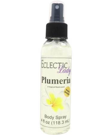Plumeria Body Spray (Double Strength) 4 ounces Body Mist for Women with Clean Light & Gentle Fragrance Long Lasting Perfume with Comforting Scent for Men & Women Cologne with Soft Subtle Aroma 4 Fluid Ounces (Double Strength)