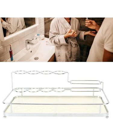 Syrisora Iron-Mouth Toothbrush Holder - Stylish Silver & White Acrylic Storage for Toothbrush & Toothpaste - Effective Bathroom Organization - Buy Online on GoSupps.com