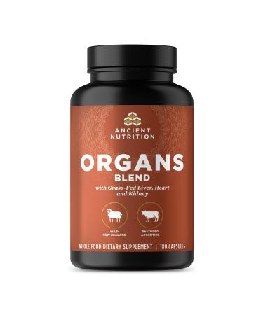 Ancient Nutrition Organ Supplements Grass-Fed and Wild Organ Complex Capsules Liver Heart Kidney Supports Organ Cognitive and Immune System Health 180 Ct Organs Blend