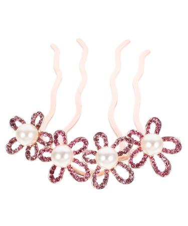 Angoily hair comb top clip alloy rhinestones pearl hair clip ponytail Korean version flowers flower pearl the flowers temperament comb Miss spring hair jewelry headgear large back of head