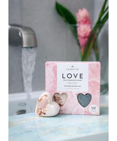 Crystal Heart Bath Bomb Gift Set - Jasmine, Vanilla, Plumeria | Set of 4 | Made in USA with Natural Ingredients & Essential Oils - Cruelty-Free - Buy Online on GoSupps.com