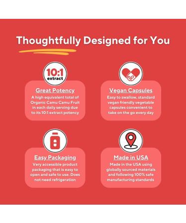 Vitapia Organic Camu Camu Extract 20% Vitamin C Capsules - Antioxidant Collagen Immune Health Skin Metabolism - 120 Veggie Capsules - Non GMO Gluten Free Vegan Friendly Supplement Camu Camu 120 Count (Pack of 1) - Buy Online on GoSupps.com