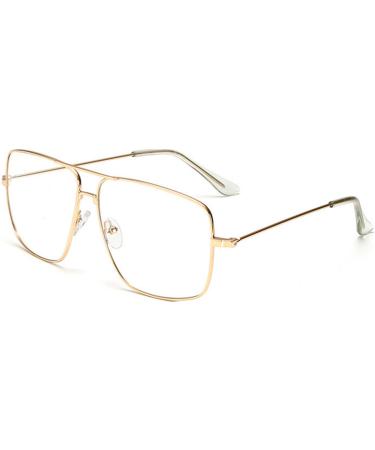 JJCCN Clear Lens Glasses Non Prescription Metal Frame Eyewear Women Men Gold