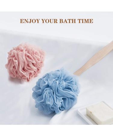 Shower Loofah Bath Sponge Set with Back Scrubber and Shower Brush - Body Exfoliating Spa Set for Men & Women - Blue & Pink 2 Piece - Buy Online on GoSupps.com
