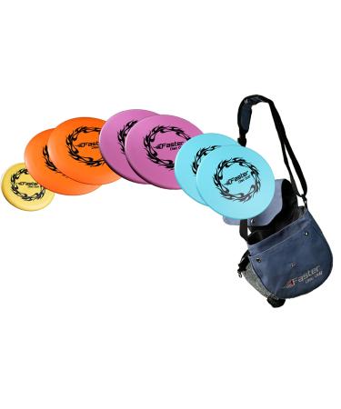 Faster Disc Golf Set. Everything Beginners -Intermediate Golfers Need | 7 Discs: 2 Drivers, 2 Mid-Range, 2 Putters, 1 Marker + Quality Carrying Bag with a Water Bottle Pocket