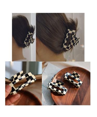 2Pcs Black/White Checkered Hair Claw Clips for Thick Hair - Stylish & Strong Clips for Women/Girls by YOEMAYUNER - Buy Online on GoSupps.com