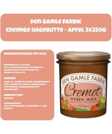 Needforsweet Den Gamle Fabrik Rosehip and Apple Jam 3 x 350 g - Danish Fruit Spread - Creamy and Fruity - Preservative Free - Family Pack - Buy Online on GoSupps.com