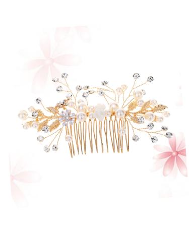 DOITOOL Tiara Crystal Headpiece Pearl Hair Comb Rhinestone Comb Bridal Headwear Flower Hair Jewelry Bride Alloy Hair Accessories