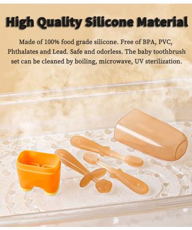 FOKiiBO Baby Silicone Toothbrush Set with Teether & Finger Brush - Amber - Buy Online on GoSupps.com