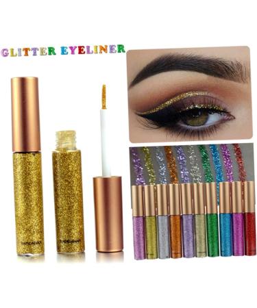 KALLORY 10pcs Liquid Eyeliner Glitter Eye Shadow Glitter Eyeliner Shiny Eyeshadow Liquid Eyeshadow Colorful - Buy Online on GoSupps.com
