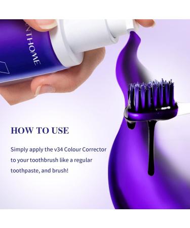 V34 Toothpaste - Purple Whitening Toothpaste for Bright White Teeth | Color Corrector Serum & Stain Removal | 1stk - Buy Online on GoSupps.com