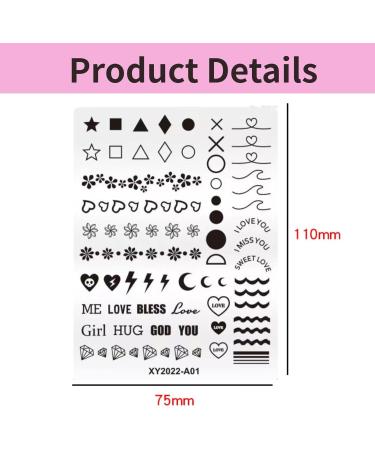RUNRAYAY Nail Stamping Plate Fashion Flower Love Heart Geometric Multi-Pattern Nails Template Print Image Nail Art Decoration Tool - Buy Online on GoSupps.com