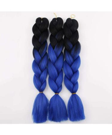 Ombre Kanekalon Jumbo Braid Hair Extensions - Synthetic Braiding Hair 100g (Black to Blue b15) - International Shipping - Buy Online on GoSupps.com