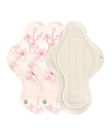 think ECO FDA Registered Printed Integral Type Pad 3p Organic Reusable Cotton Pads Menstrual Pads Sanitary Napkins Many Pattern 3 Pads. (Color Size) (Cherry Blossom Day Pad Plus)