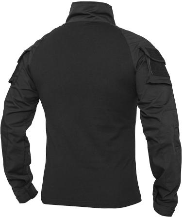 XKTTAC Hiking Shirt - Tactical Combat Military 1/4 Zip Long Sleeve, Black, Large - Buy Online on GoSupps.com