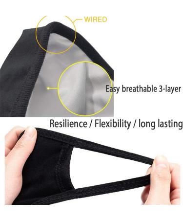 2-Pack Unisex Black Cloth Washable Reusable Cover - 100% Cotton 3 Layer for Outdoor Use - Buy Online on GoSupps.com
