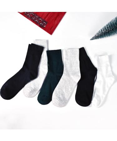 SkiBeaut Diabetic Crew Socks for Men - 8 Pairs Loose Cuff Mid-Calf Socks for Pregnant Women & Elderly - Navy Blue - Buy Online on GoSupps.com
