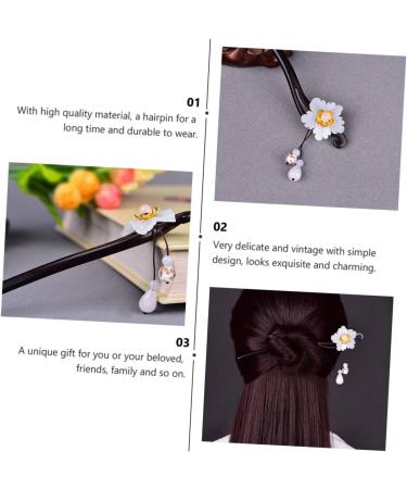 Mikinona 1pc Hairpin Hair Chopsticks Hair Carved Hair Stick Hair Sticks for Buns Hair Clips for Women Hair Bun Fork Hair Sticks for Hair Chinese Tassel White China Miss Wooden - Buy Online on GoSupps.com