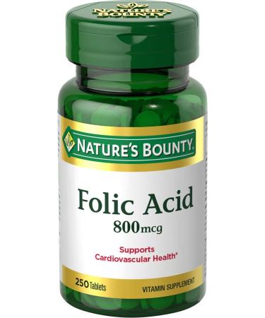 Nature's Bounty Folic Acid 800 mcg 250 Tablets
