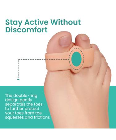 Welnove Toe Separators - Pack of 8 Soft Gel Bunion Correctors with 2 Loops - Big Toe Spacers for Bunions and Overlapping Toes - Beige - Buy Online on GoSupps.com