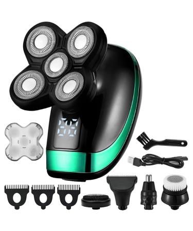 Head Shavers for Bald Men 5IN1 4D echargeable Bald Head Electric Shaver 5 Floating Heads Beard Nose Ear Hair Trimmer Razor Clipper Facial Brush