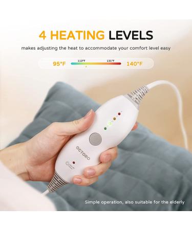 Large 3.4lb Weighted Heating Pad for Back Pain Relief - Fast Heating, 4 Levels, Auto Shut Off - Dry/Moist Therapy Options - Washable - 20x24 Grey - Buy Online on GoSupps.com
